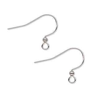 Ear wire, gunmetal-plated brass, 17mm fishhook with 2.5mm ball and open loop, 22 gauge. Sold per pkg of 50 pairs.