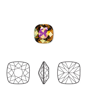 Embellishment, Crystal Passions&reg;, crystal mahogany, foil back, 10mm faceted cushion fancy stone (4470). Sold individually.