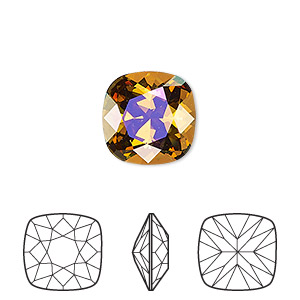Embellishment, Crystal Passions&reg;, crystal mahogany, foil back, 12mm faceted cushion fancy stone (4470). Sold per pkg of 6.