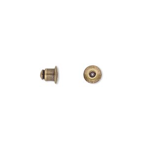 Earnut, antique gold-plated brass, 5.5x5mm barrel. Sold per pkg of 50 pairs.