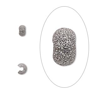 Crimp cover, gunmetal-plated brass, 4mm stardust round. Sold per pkg of 100.