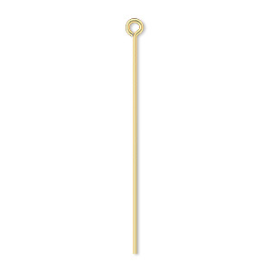 Eye pin, gold-plated brass, 1-1/2 inches, 21 gauge. Sold per pkg of 500.