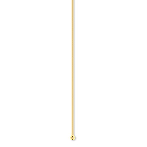 Head pin, gold-plated brass, 2 inches with 1.5mm ball, 23 gauge. Sold per pkg of 10.