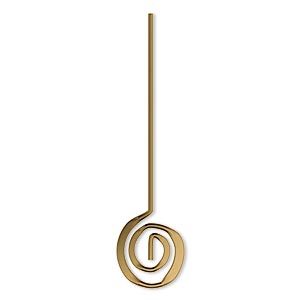 Head pin, Crop Circles Jewelry, antique gold-plated brass, 1-7/8 inches with 12mm swirl, 19 gauge. Sold per pkg of 10.