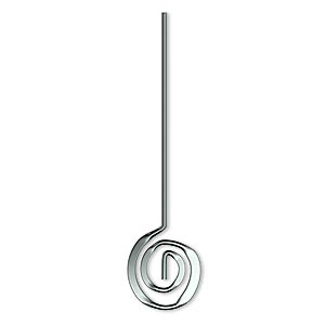 Head pin, Crop Circles Jewelry, gunmetal-plated brass, 2 inches with 12mm swirl, 19 gauge. Sold per pkg of 100.