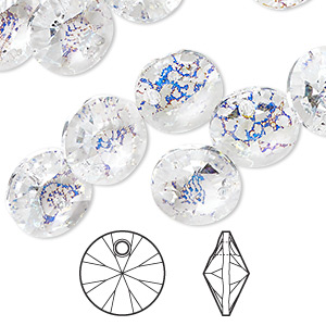 Drop, Crystal Passions&reg;, crystal white patina, 12mm mini disk pendant (6428). Sold per pkg of 12.