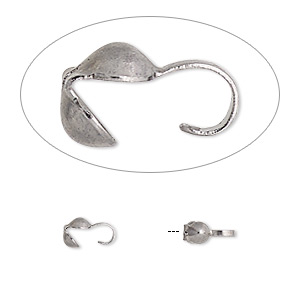 Bead tip, gunmetal-plated brass, 6x3mm bottom clamp-on. Sold per pkg of 100.