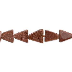 Bead, brown goldstone (glass) (man-made), 5-9mm graduated hand-cut flat triangle. Sold per 14-inch strand.
