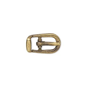 Clasp, antiqued brass-finished &quot;pewter&quot; (zinc-based alloy), 18x11mm single-sided buckle with 8.5mm end bar. Sold per pkg of 4.