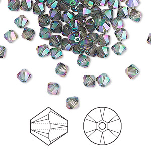 Bead, Crystal Passions&reg;, crystal paradise shine 2X, 4mm bicone (5328). Sold per pkg of 48.