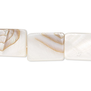 Bead, mother-of-pearl shell (natural / bleached), white, 17x13mm-18x13mm flat rectangle. Sold per 15&quot; to 16&quot; strand.