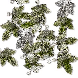 4 Sterling Silver Maple Leaf Charm Drops ~ 11x10mm Leaves