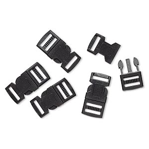 Clasp, buckle, plastic, black, 43.5x21.5mm with 15x2.5mm hole. Sold per pkg of 5.