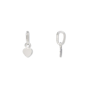 Charm, sterling silver-filled, 5x4mm flat heart with closed jump ring. Sold per pkg of 6.