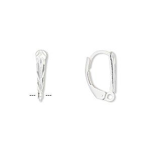 Ear wire, sterling silver-filled, 15mm leverback with 12x3.5mm diamond-cut shield and closed loop. Sold per pair.