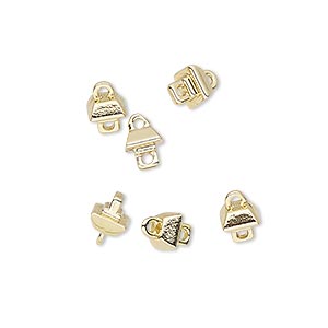 Loop peg, Miracle Mount&#153;, gold-finished &quot;pewter&quot; (zinc-based alloy), 5x5mm square. Sold per pkg of 6.