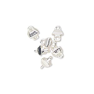 Loop peg, Miracle Mount&#153;, silver-plated &quot;pewter&quot; (zinc-based alloy), 5x5mm square. Sold per pkg of 6.