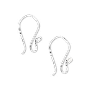 Ear wire, sterling silver-filled, 19mm flat fishhook with open loop, 20  gauge. Sold per pkg of 5 pairs. - Fire Mountain Gems and Beads