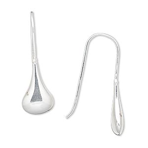 Earring, sterling silver-filled, 32mm fishhook with 16x9.5mm teardrop with fishhook ear wire, 20 gauge. Sold per pair.