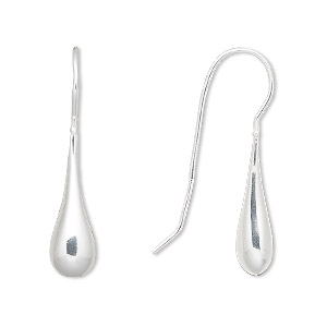 Earring, sterling silver-filled, 33mm with 22x7mm teardrop and fishhook ear wire. Sold per pair.