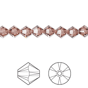 Bead, Crystal Passions&reg;, blush rose, 6mm bicone (5328). Sold per pkg of 24.