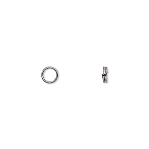 Split ring, gunmetal-finished steel, 5mm round with 3.7mm inside diameter. Sold per pkg of 100.