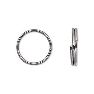 Split ring, gunmetal-plated steel, 10mm round. Sold per pkg of 100.