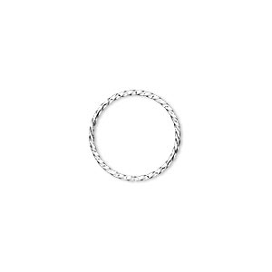 Jump ring, silver-plated brass, 15mm twisted round, 13.6mm inside ...
