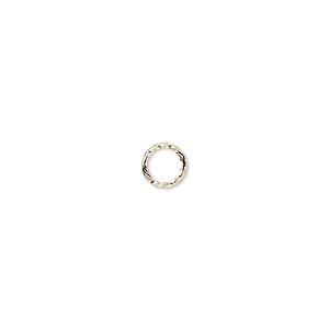 Jump ring, gold-plated brass, 6mm twisted round, 4.4mm inside diameter, 20 gauge. Sold per pkg of 100.