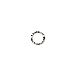 Jump ring, gunmetal-plated brass, 8mm twisted round, 6.3mm inside diameter, 18 gauge. Sold per pkg of 100.