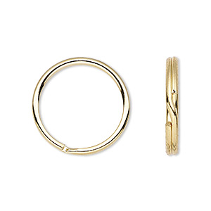 Split ring, gold-finished steel, 20mm round with 16.6mm inside diameter. Sold per pkg of 10.