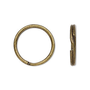 Split ring, antique brass-plated steel, 20mm round. Sold per pkg of 10.