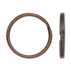 Split ring, antique copper-plated steel, 28mm round. Sold per pkg of 10.