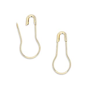 Safety pin, gold-finished steel and pewter (zinc-based alloy), 2