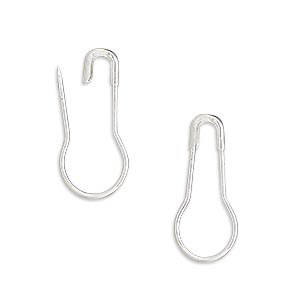 Bail, silver-finished brass, 22x10mm safety pin with 16mm grip length. Sold per pkg of 50.
