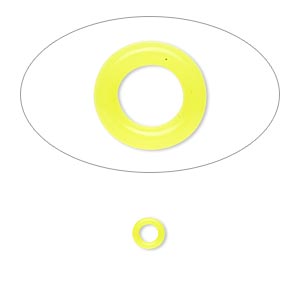 Component, Oh! Ring&#153;, silicone, neon yellow, 5mm round with 2.5mm hole. Sold per pkg of 500.