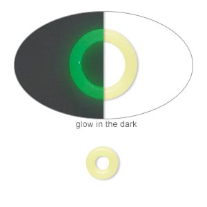 Component, Oh! Ring&#153;, silicone, pale yellow glow-in-the-dark, 7mm round with 3mm hole. Sold per pkg of 300.