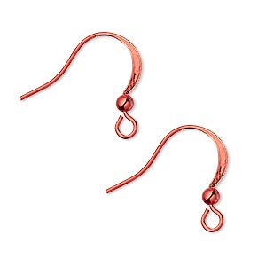 Hook Ear Wire Findings Brass and Brass-Plated Reds