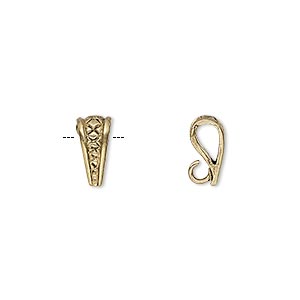 Bail, pendant, antiqued brass, 10x4mm triangle with thatched design and hidden loop. Sold per pkg of 2.