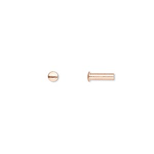 Rivet, TierraCast®, antique copper-plated brass, 5x4.5mm with 2.4mm shank  and 1.5mm inside diameter, fits up to 2.5mm hole. Sold per pkg of (10)  2-piece sets. - Fire Mountain Gems and Beads