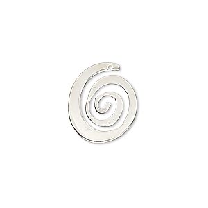 Drop, sterling silver, 17x14mm spiral. Sold individually. - Fire ...