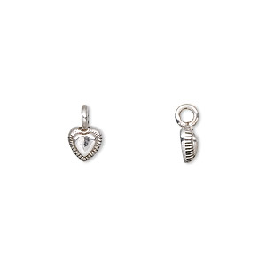 Charm, sterling silver, 5x5mm heart. Sold per pkg of 2. - Fire Mountain ...