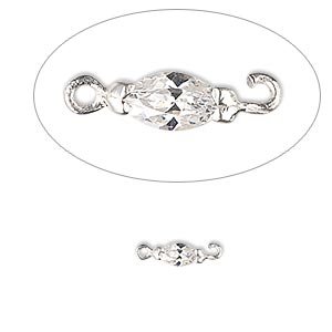 Link, sterling silver and cubic zirconia, clear, 7x3mm marquise. Sold per pkg of 2.