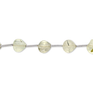 Bead, prehnite (natural), 6x6mm-7x7mm hand-cut faceted puffed teardrop, C grade, Mohs hardness 6 to 6-1/2. Sold per pkg of 16 beads.