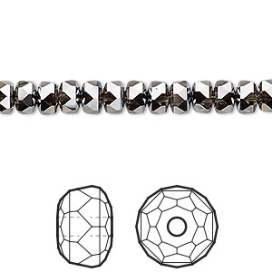 Bead, Crystal Passions&reg;, crystal silver night, 6x4mm faceted rondelle (5045). Sold per pkg of 36.