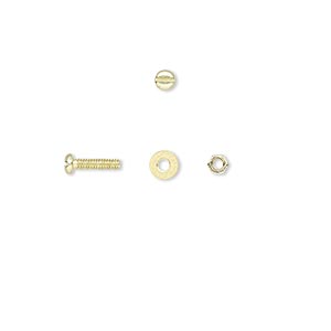 Micro hardware, brass, 2.5x1.5mm nut / 4x0.5mm washer / 1/4 inch screw with 1.6mm thread diameter. Sold per pkg of 300.