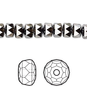 Bead, Crystal Passions&reg;, crystal silver night, 8x5mm faceted rondelle (5045). Sold per pkg of 24.