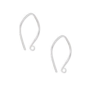 Ear wire, Hill Tribes, fine silver, 18mm marquise with open loop, 22 gauge. Sold per pair.