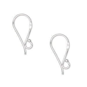 Ear wire, Hill Tribes, fine silver, 18mm fishhook with open loop and ball, 20 gauge. Sold per pair.