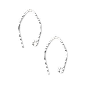 Ear wire, Hill Tribes, silver-plated brass, 19mm marquise with open ...